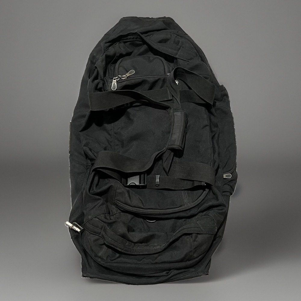 Jansport Black Heavy Duty Zipper Wheeled Utility Rolling Duffle Travel Bag XL